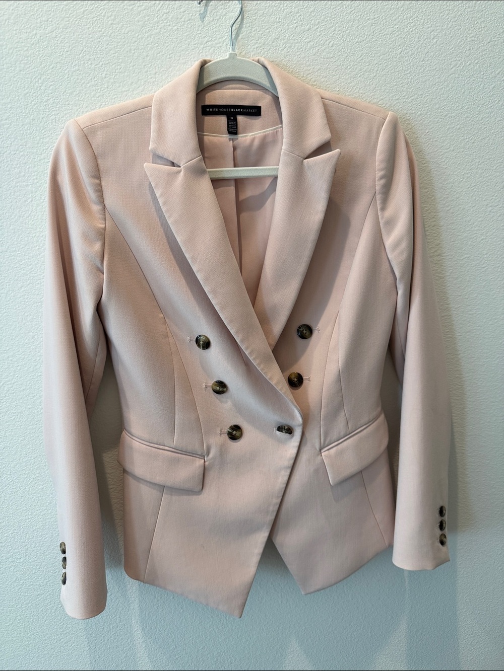 White House Black Market Powder Pink Double-Breasted Blazer